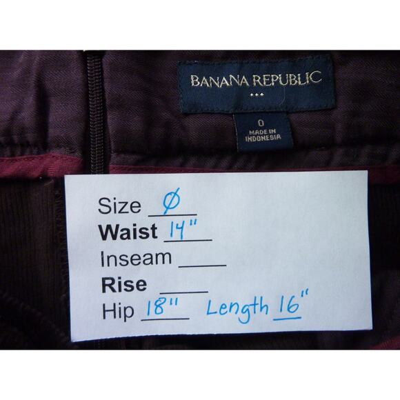 Banana Republic Brown Corduroy Short Skirt Size 0 Finewale Casual Pockets - Picture 4 of 5